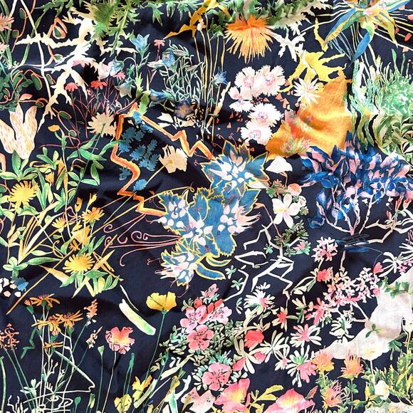 Fabric Frontline Zurich Silk Square Scarf Hermann Stocki 89 Designer Flowers - Picture 6 of 8